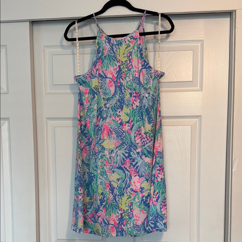 Lilly Pulitzer Blue and Pink Halter Mermaid Sundress Resort Wear